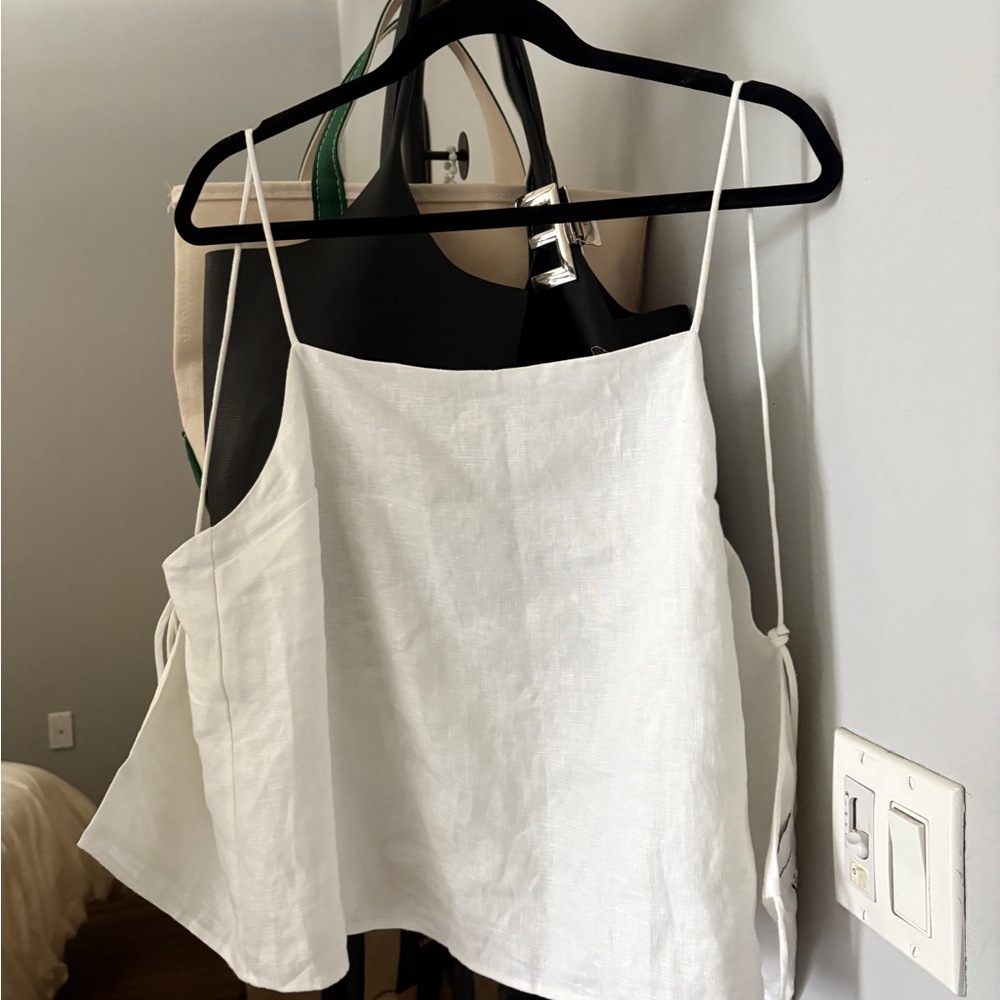 Reformation open back linen top